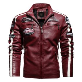 Men's Motorcycle Leather Street Motorcycle Racing Suit (Option: Red-XL)