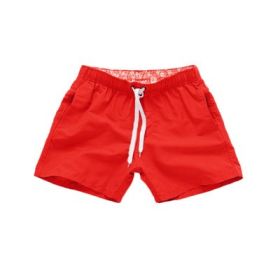 Beach Pants Men's Shorts Summer Surf Pants (Option: Red-XL)