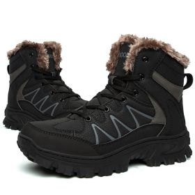 Men's Plus Size Warm High Top Outdoor Cotton Shoes (Option: A Black-45)