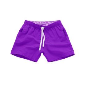 Beach Pants Men's Shorts Summer Surf Pants (Option: Purple-XL)
