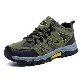 Outdoor Hiking Waterproof Non-slip Low-cut Hiking Shoes (Option: Army Green-45)
